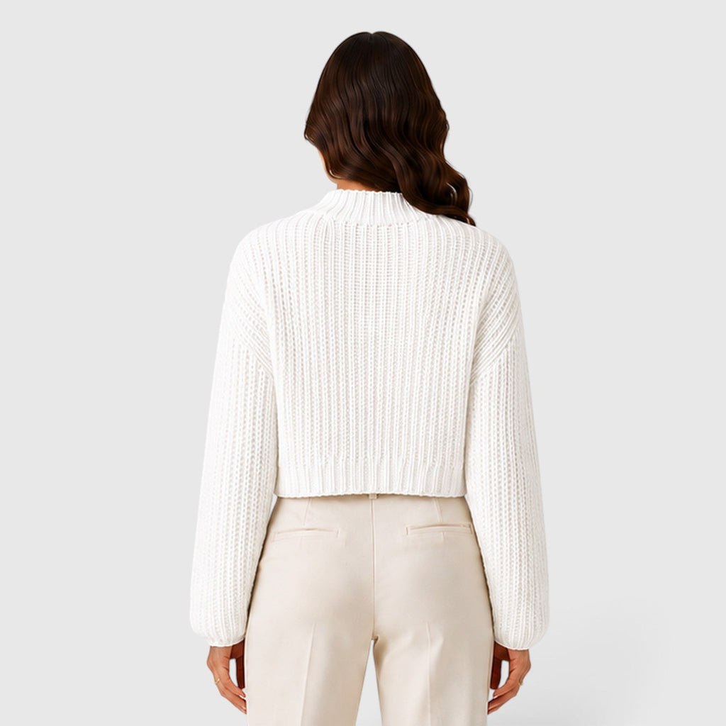 Women's Cropped Half Turtleneck Knit Sweater