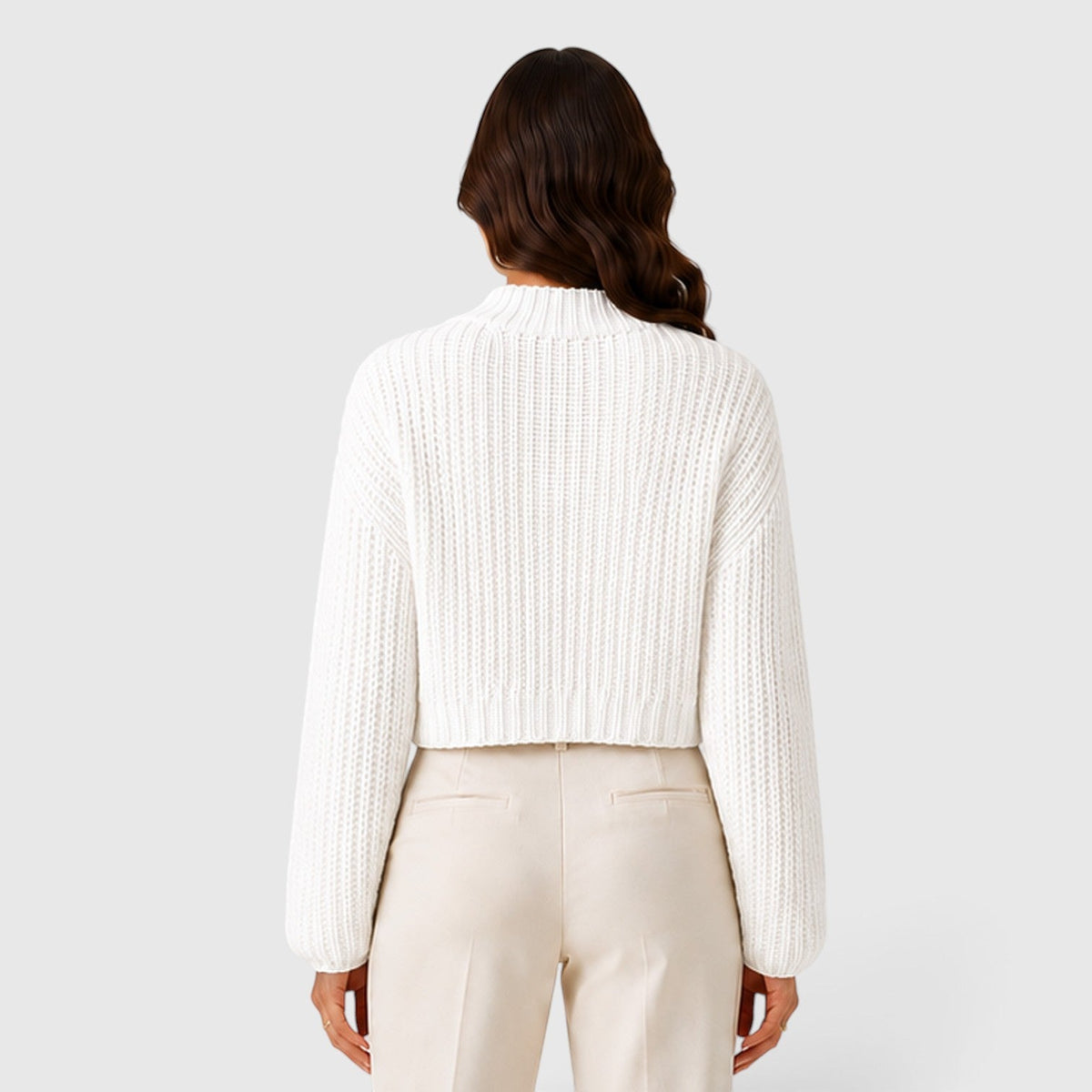 Women's Cropped Half Turtleneck Knit Sweater