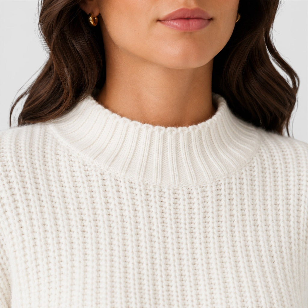 Women's Cropped Half Turtleneck Knit Sweater
