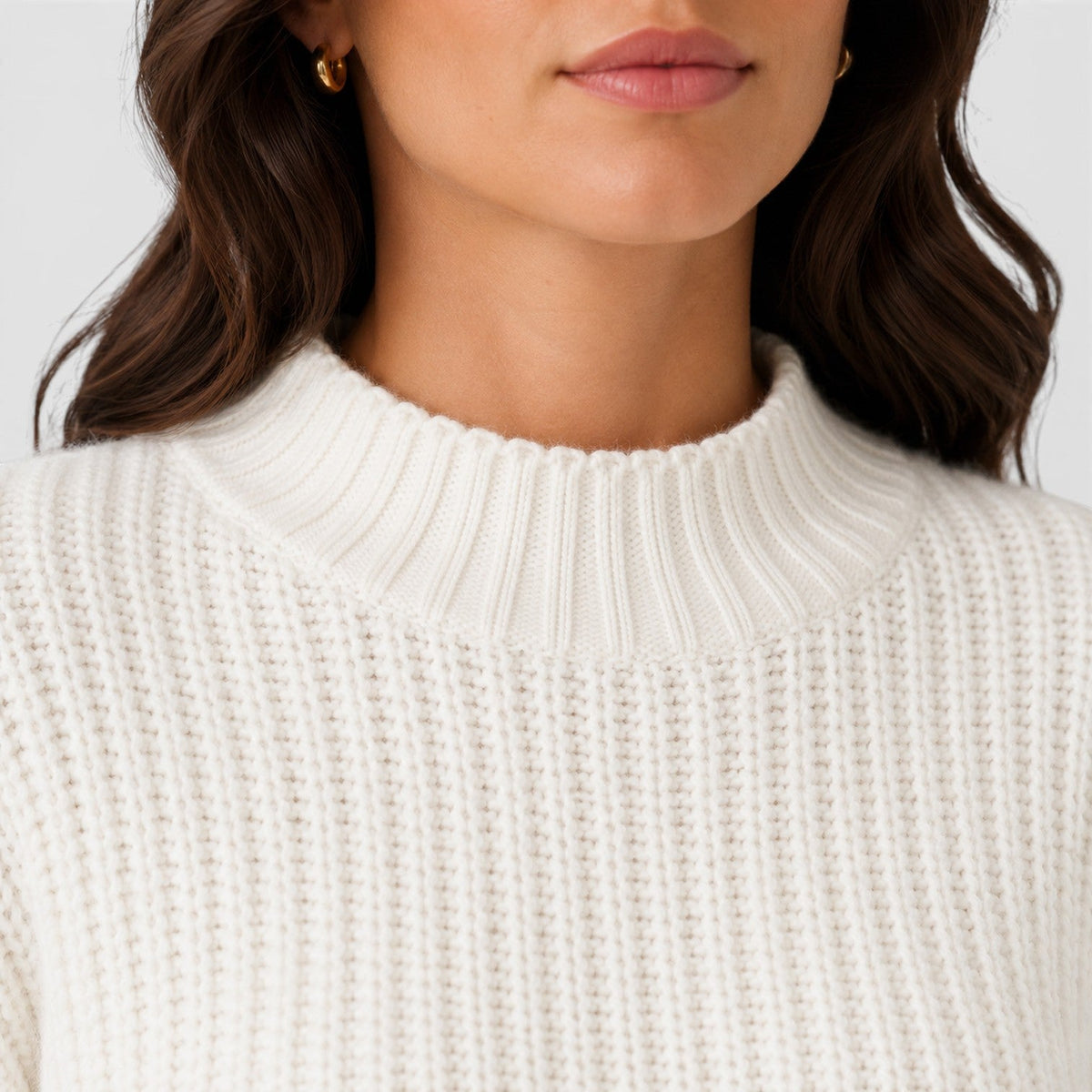 Women's Cropped Half Turtleneck Knit Sweater