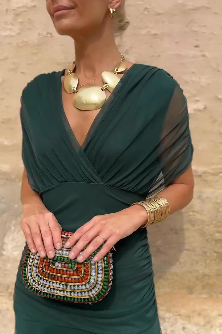 Women's Gradient Pleated Maxi Dress with Flowing Movement