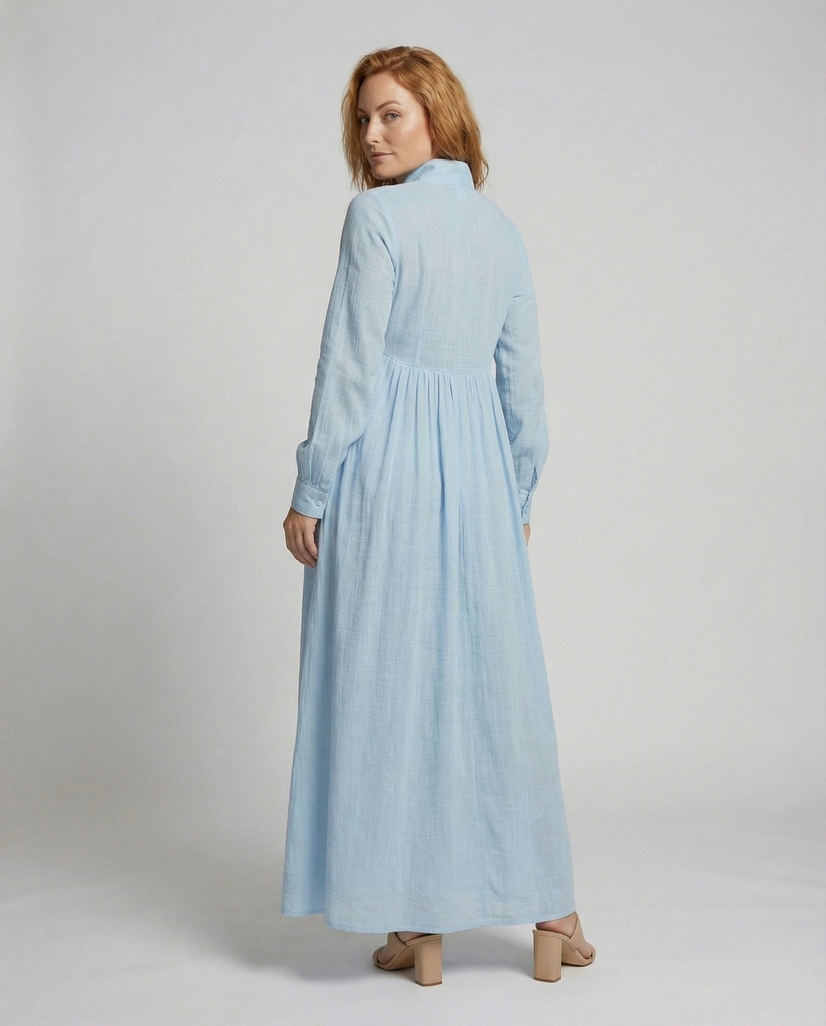 Women's Lightweight Button-Front Maxi Shirt Dress