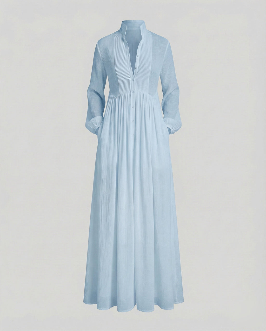 Women's Lightweight Button-Front Maxi Shirt Dress