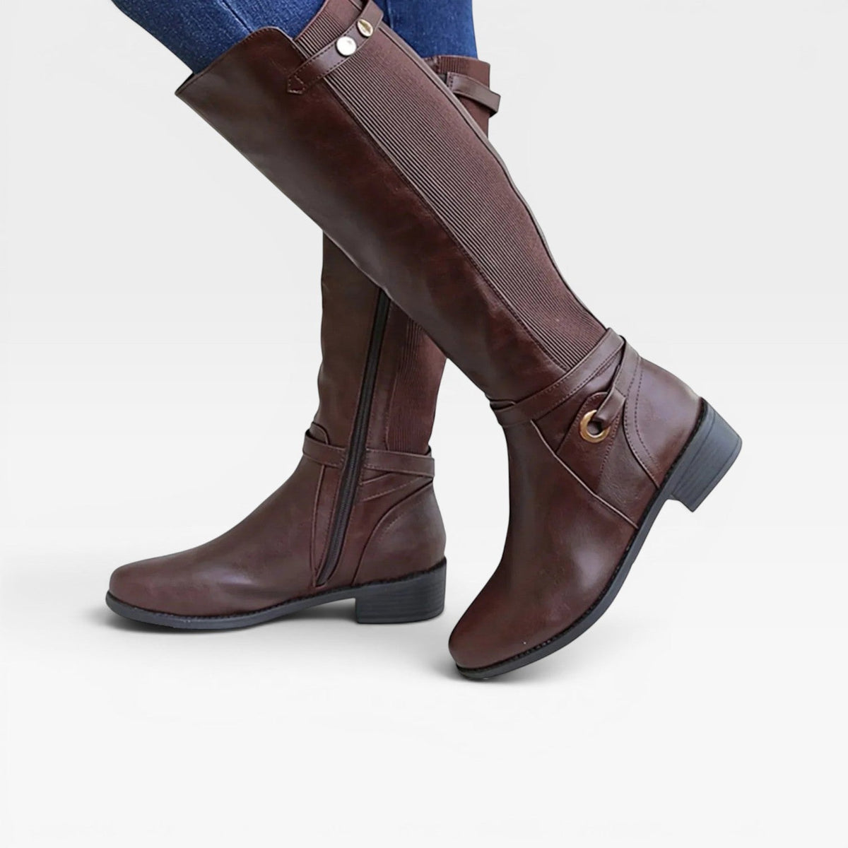 Women's Knee-High Boots with Elastic Comfort Panel