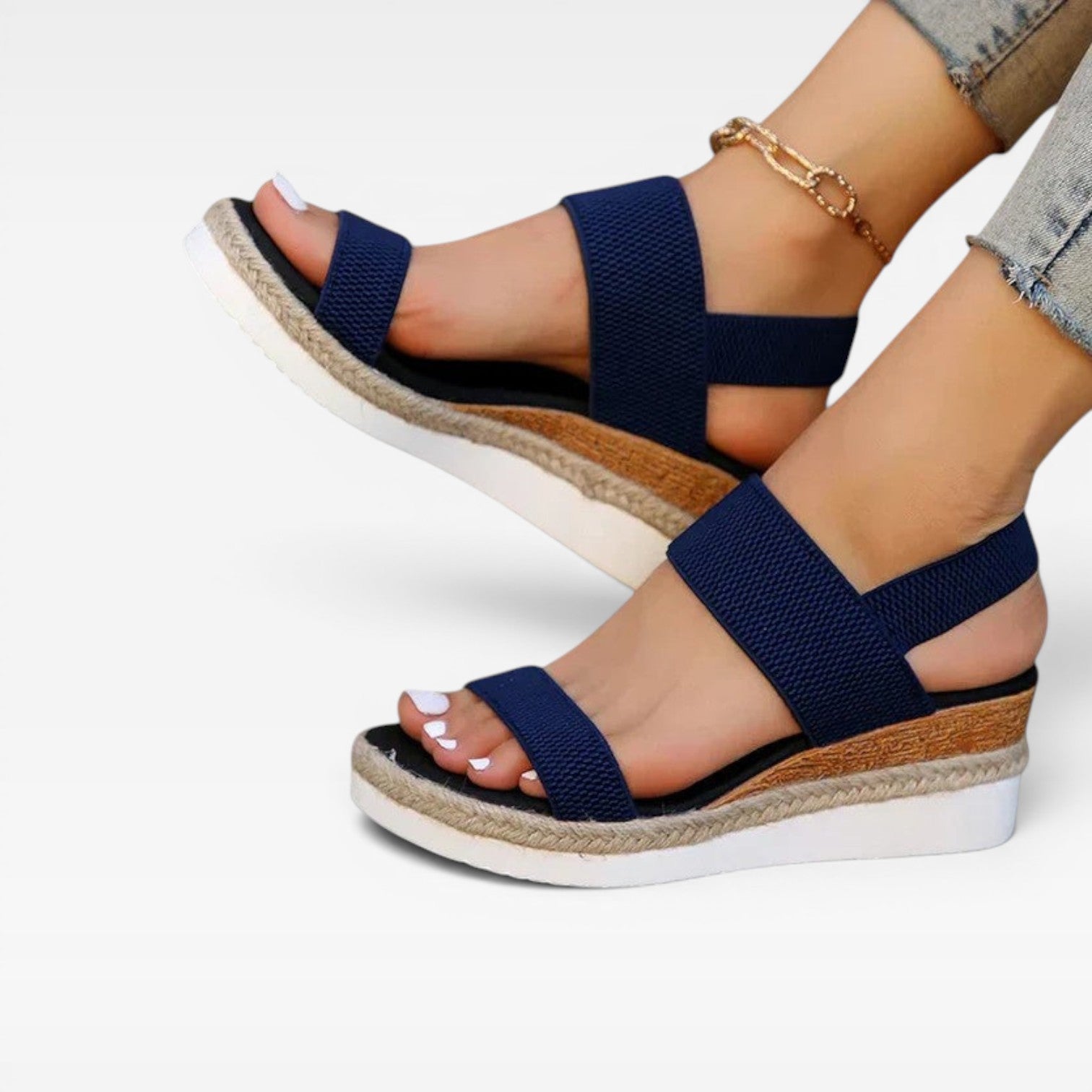 Women's Elastic Strap Espadrille Platform Sandals